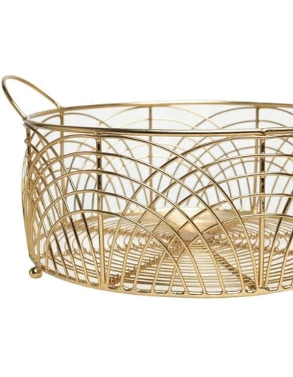 Attractive craft brio wire round basket gold plated Boxes, Baskets & Bins -  Free Size, Gold, Metal, Pack of1